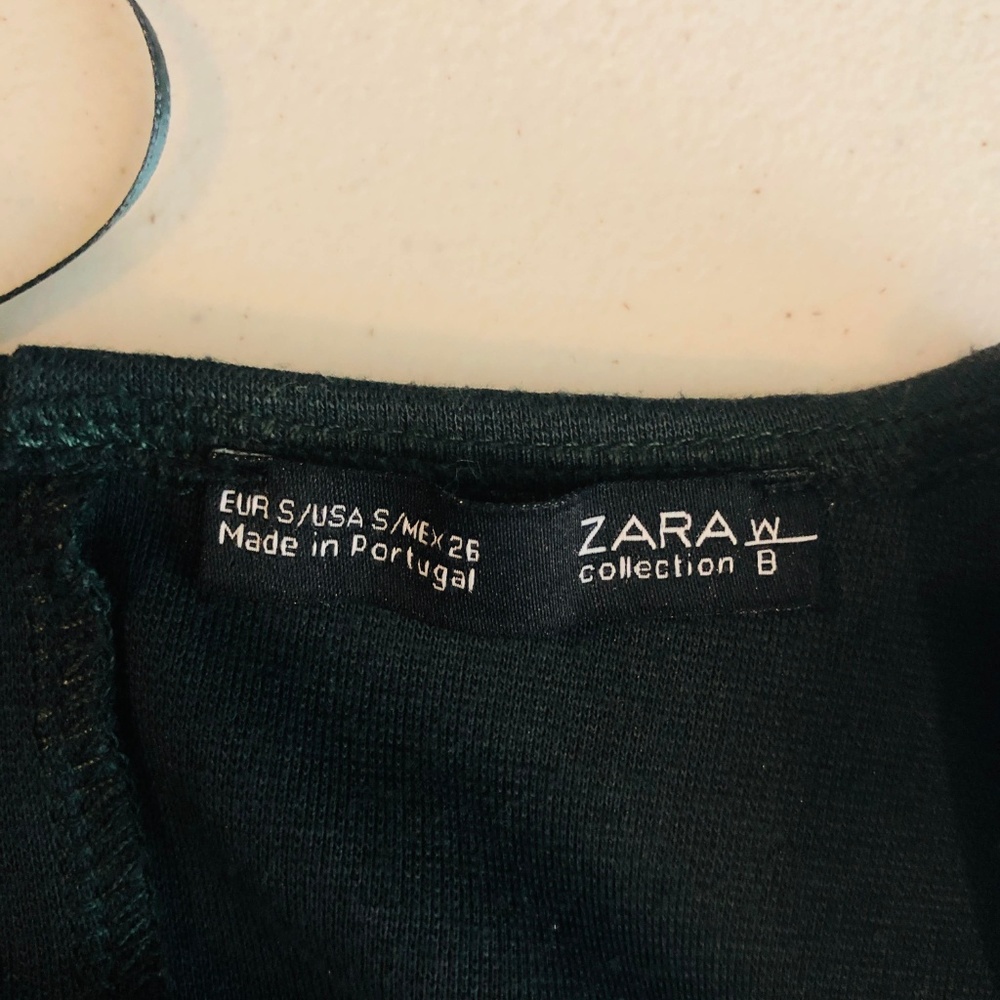 Zara Faux Leather Shift Black Dress V-Neck Short - Picture 6 of 6